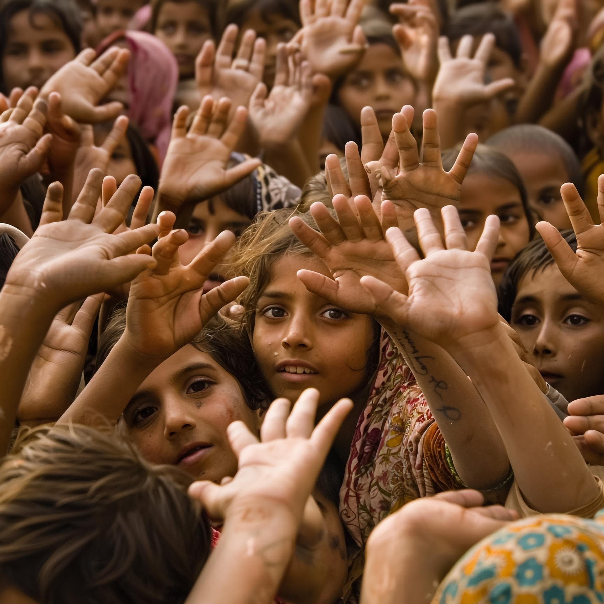 Underprivileged children studying in a classroom